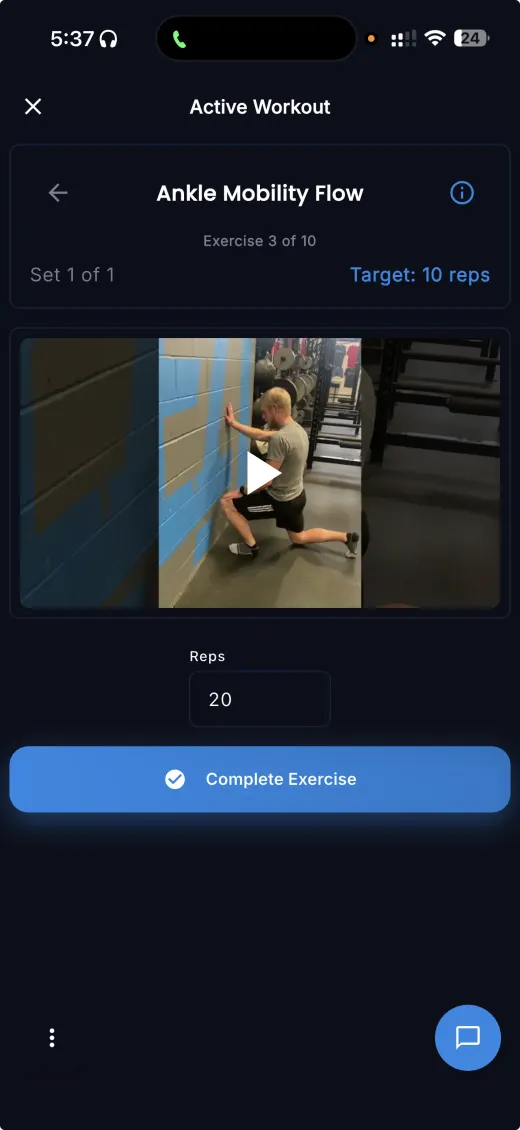 Video Guided Workout Mode